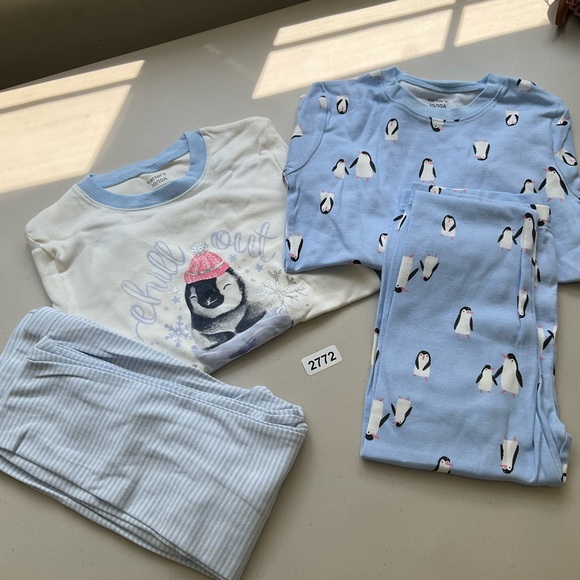 Carter’s Kids Pajama Set Size 10 Long Sleeves Blue White Two Pairs New - Picture 1 of 7